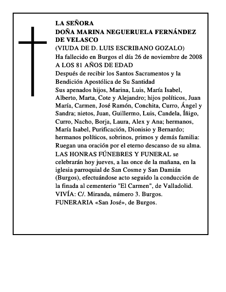 DOÑA MARINA NEGUERUELA FERNÁNDEZ DE VELASCO