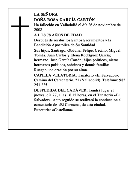 DOÑA ROSA GARCÍA CARTÓN