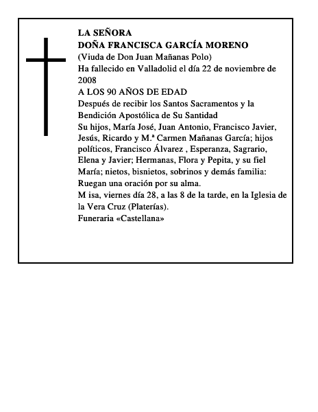 DOÑA FRANCISCA GARCÍA MORENO