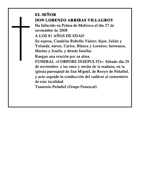 DON LORENZO ARRIBAS VILLAGROY