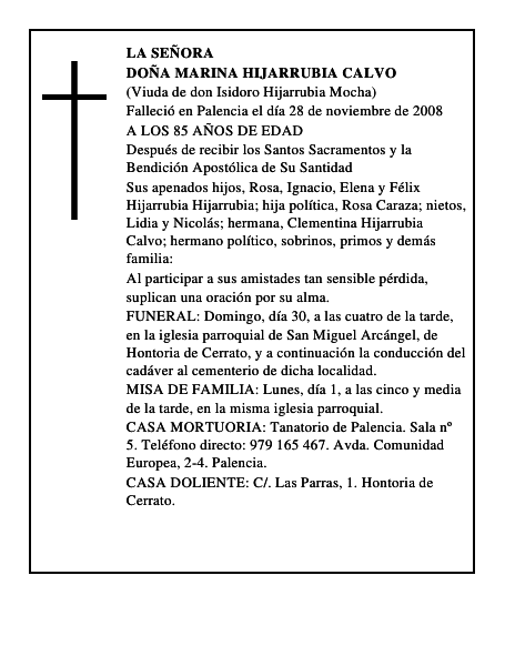 DOÑA MARINA HIJARRUBIA CALVO