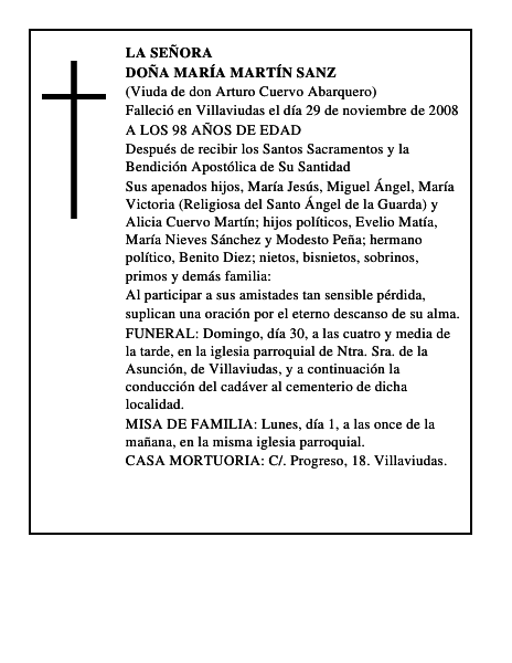 DOÑA MARÍA MARTÍN SANZ