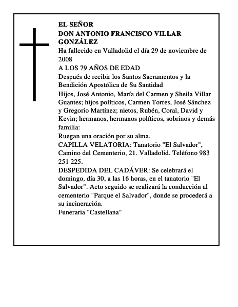 DON ANTONIO FRANCISCO VILLAR GONZÁLEZ