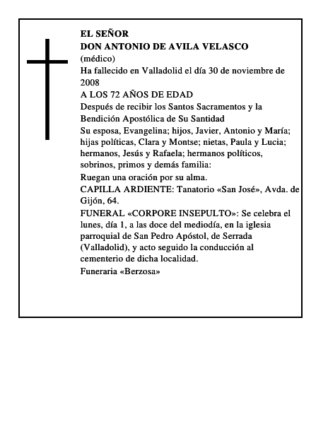 DON ANTONIO DE AVILA VELASCO