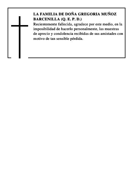 LA FAMILIA DE DOÑA GREGORIA MUÑOZ BARCENILLA (Q. E. P. D.)