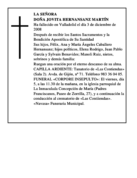 DOÑA JOVITA HERNANSANZ MARTÍN