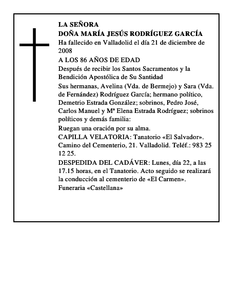 DOÑA MARÍA JESÚS RODRÍGUEZ GARCÍA