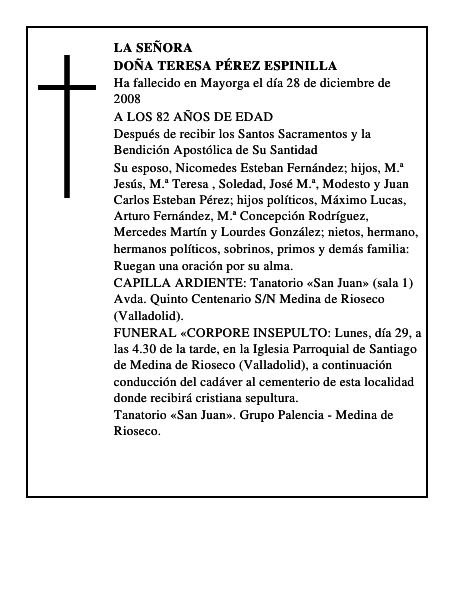 DOÑA TERESA PÉREZ ESPINILLA