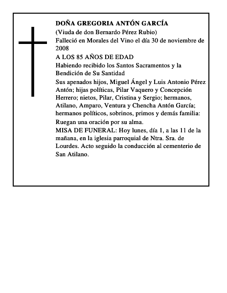 DOÑA GREGORIA ANTÓN GARCÍA