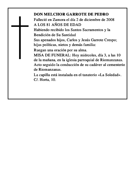 DON MELCHOR GARROTE DE PEDRO