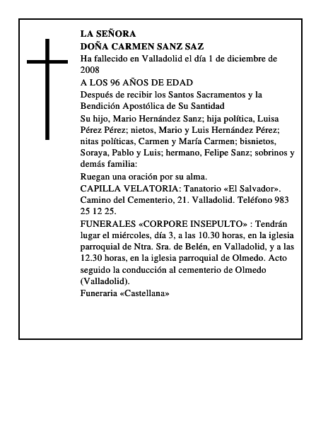 DOÑA CARMEN SANZ SAZ