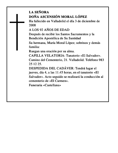 DOÑA ASCENSIÓN MORAL LÓPEZ