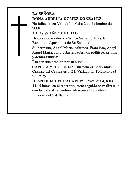 DOÑA AURELIA GÓMEZ GONZÁLEZ