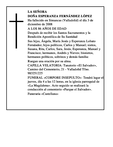 DOÑA ESPERANZA FERNÁNDEZ LÓPEZ