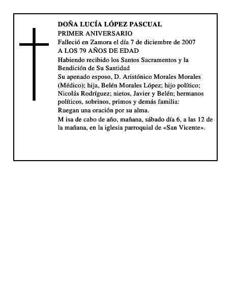 DOÑA LUCÍA LÓPEZ PASCUAL
