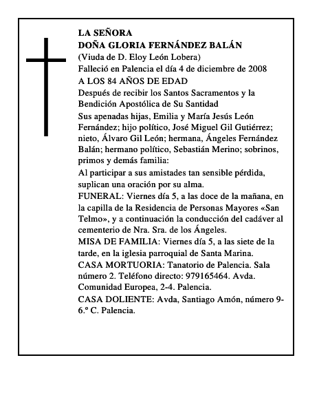 DOÑA GLORIA FERNÁNDEZ BALÁN