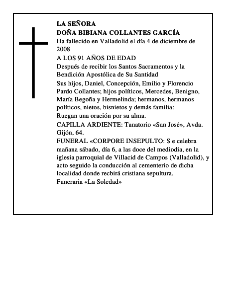 DOÑA BIBIANA COLLANTES GARCÍA