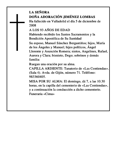 DOÑA ADORACIÓN JIMÉNEZ LOMBAS