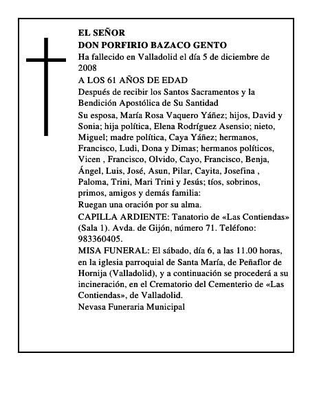 DON PORFIRIO BAZACO GENTO