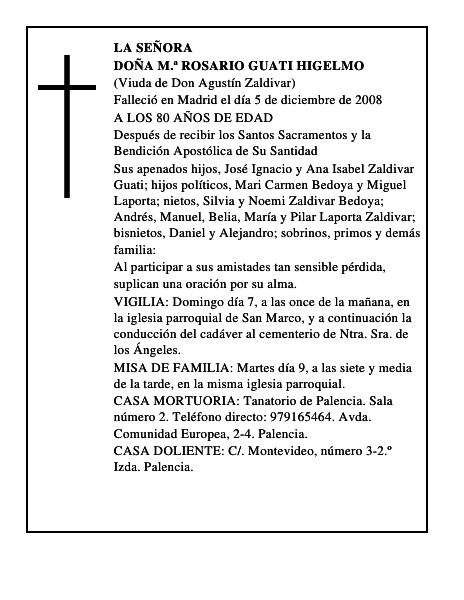 DOÑA M.ª ROSARIO GUATI HIGELMO
