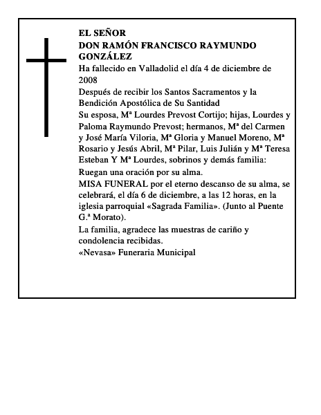DON RAMÓN FRANCISCO RAYMUNDO GONZÁLEZ