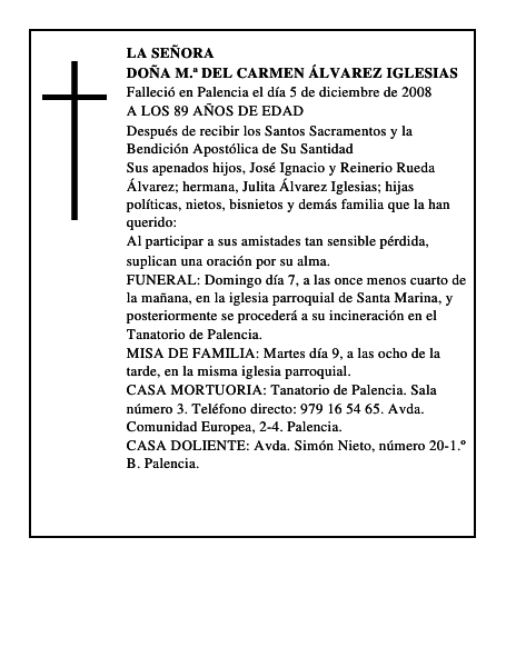 DOÑA M.ª DEL CARMEN ÁLVAREZ IGLESIAS