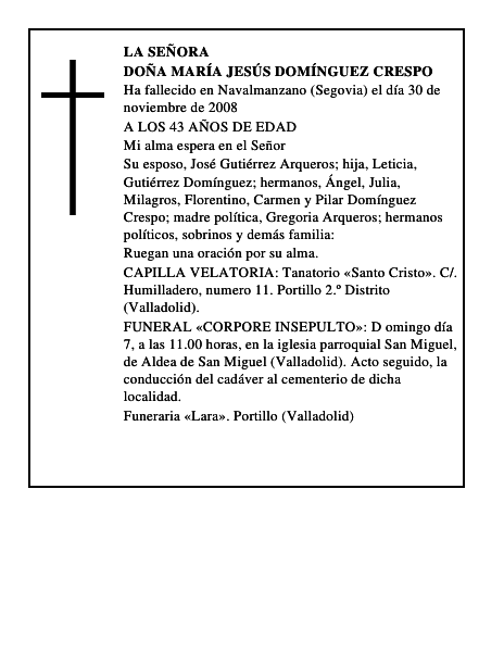 DOÑA MARÍA JESÚS DOMÍNGUEZ CRESPO