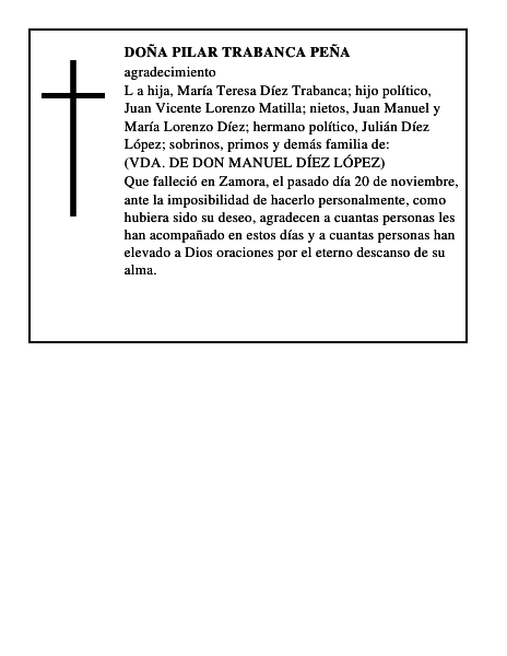 DOÑA PILAR TRABANCA PEÑA