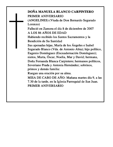 DOÑA MANUELA BLANCO CARPINTERO