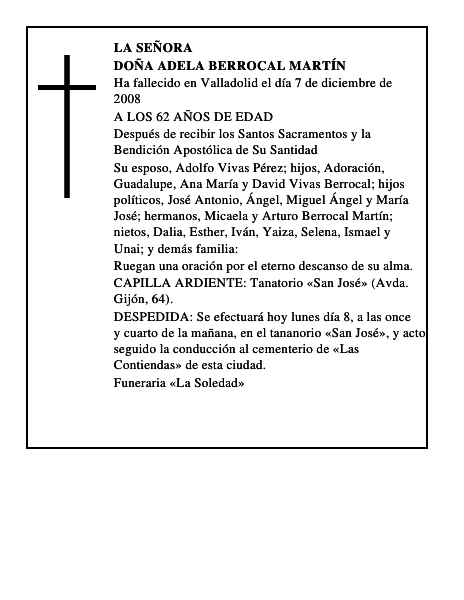 DOÑA ADELA BERROCAL MARTÍN