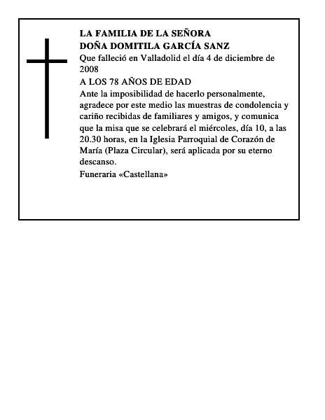 DOÑA DOMITILA GARCÍA SANZ