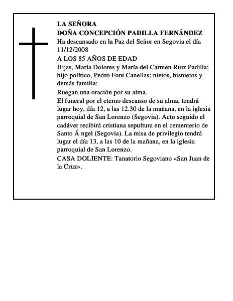 DOÑA CONCEPCIÓN PADILLA FERNÁNDEZ
