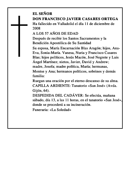 DON FRANCISCO JAVIER CASARES ORTEGA