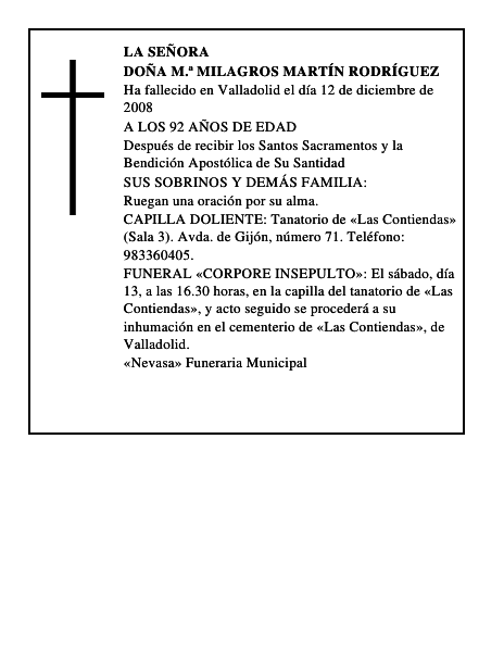 DOÑA M.ª MILAGROS MARTÍN RODRÍGUEZ