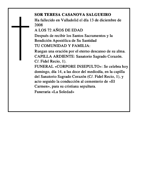 SOR TERESA CASANOVA SALGUEIRO