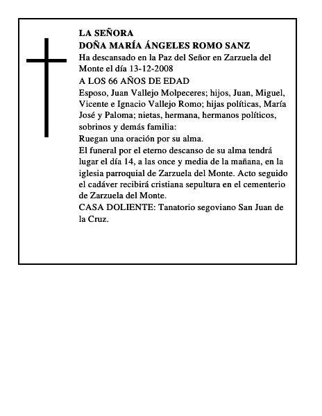 DOÑA MARÍA ÁNGELES ROMO SANZ