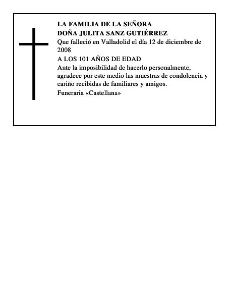 DOÑA JULITA SANZ GUTIÉRREZ