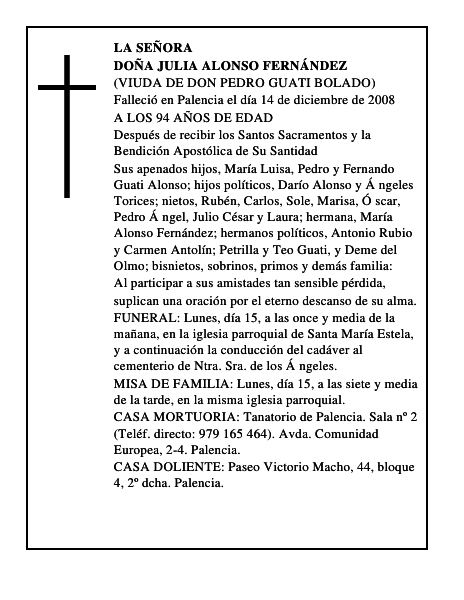 DOÑA JULIA ALONSO FERNÁNDEZ