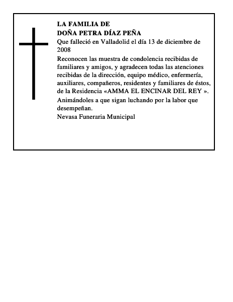 DOÑA PETRA DÍAZ PEÑA
