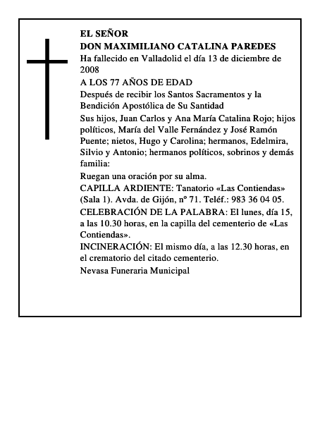 DON MAXIMILIANO CATALINA PAREDES