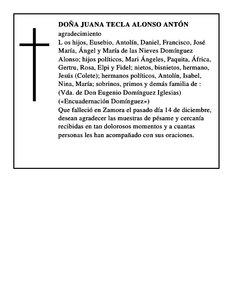 DOÑA JUANA TECLA ALONSO ANTÓN