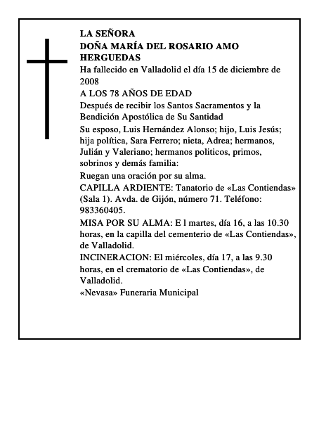 DOÑA MARÍA DEL ROSARIO AMO HERGUEDAS