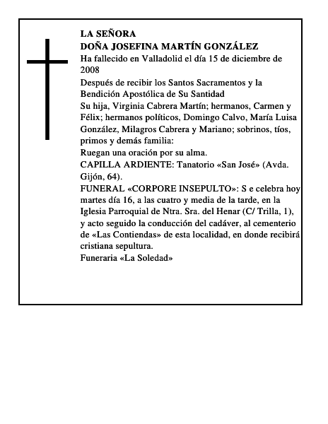 DOÑA JOSEFINA MARTÍN GONZÁLEZ