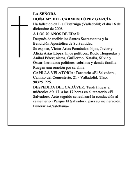 DOÑA Mª. DEL CARMEN LÓPEZ GARCÍA