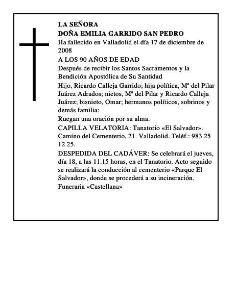 DOÑA EMILIA GARRIDO SAN PEDRO