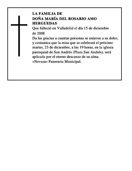 DOÑA MARÍA DEL ROSARIO AMO HERGUEDAS