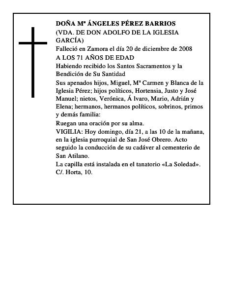 DOÑA Mª ÁNGELES PÉREZ BARRIOS