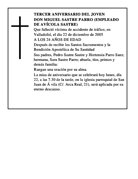 DON MIGUEL SASTRE PARRO (EMPLEADO DE AVÍCOLA SASTRE)