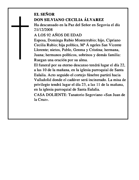 DON SILVIANO CECILIA ÁLVAREZ