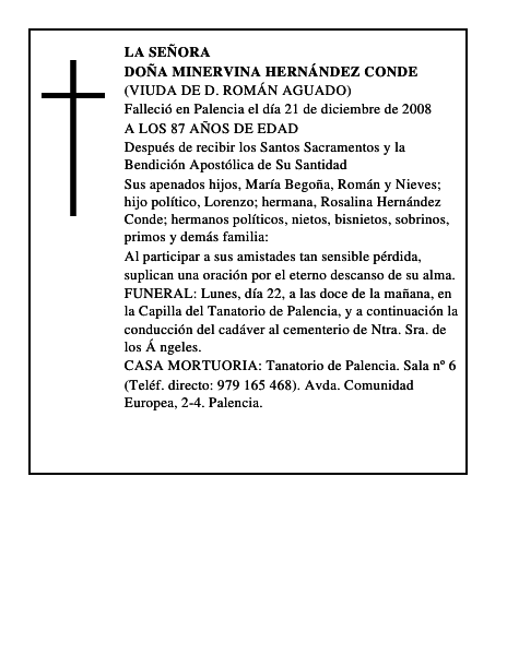 DOÑA MINERVINA HERNÁNDEZ CONDE